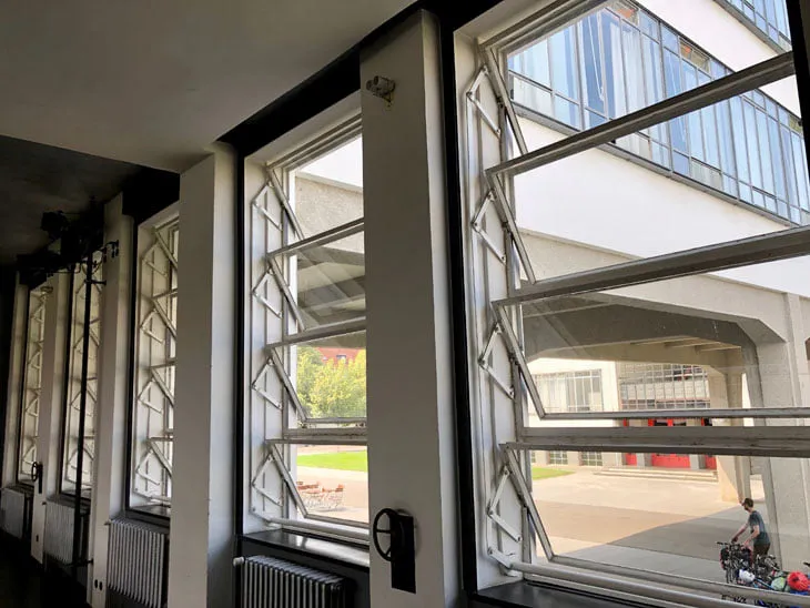 Light and fresh air are essential in every space; industrial detailing is indispensable. The auditorium windows.