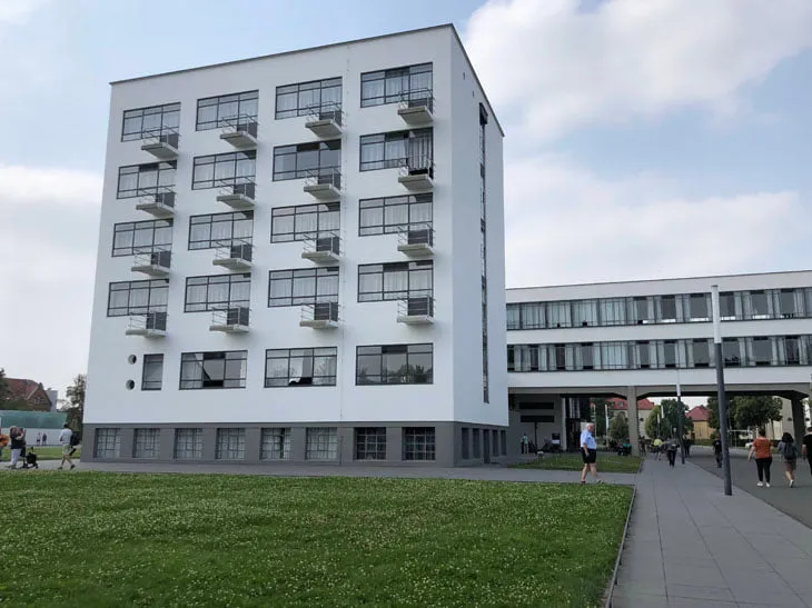 The student wing, with a row of small balconies.